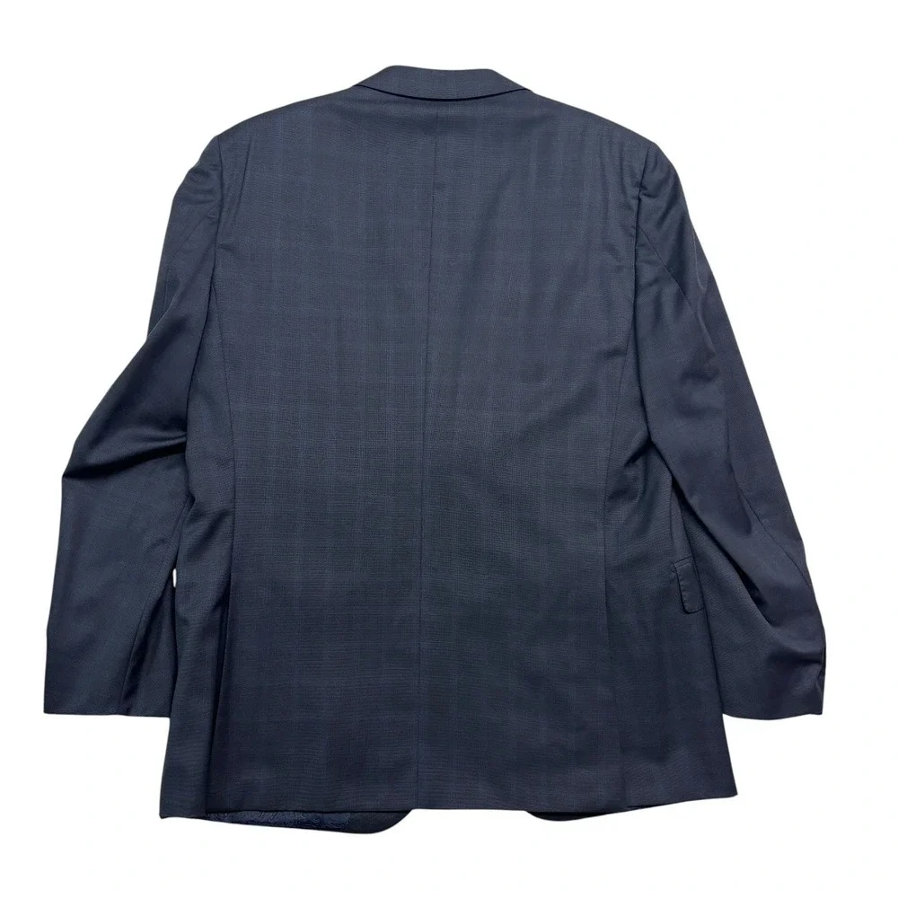 Ermenegildo Zegna Italy 54 44R Navy Windowpane Blazer Jacket Sport Suit Coat
